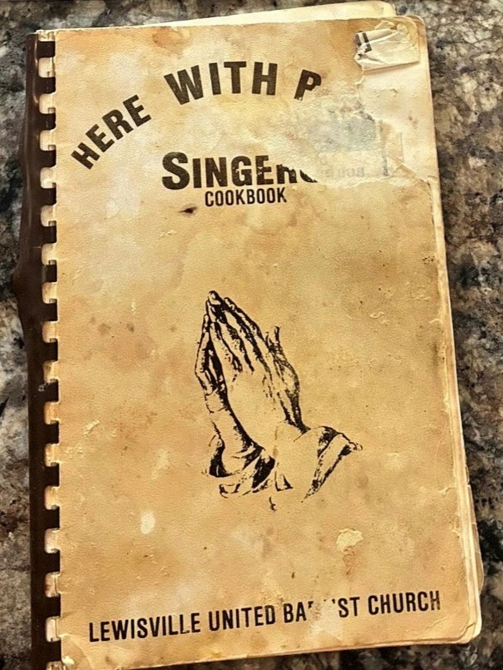 Here With Prayer Singles Cookbook Brown Vintage